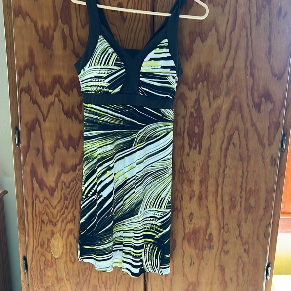 Tek Gear Drytek Black and Green Patterned Sundress Dress